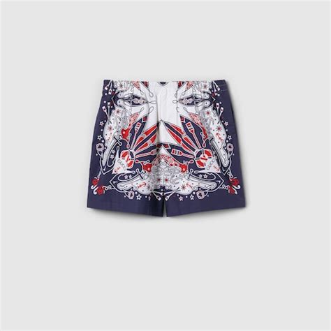 Gucci bandana print cotton short in white and dark blue